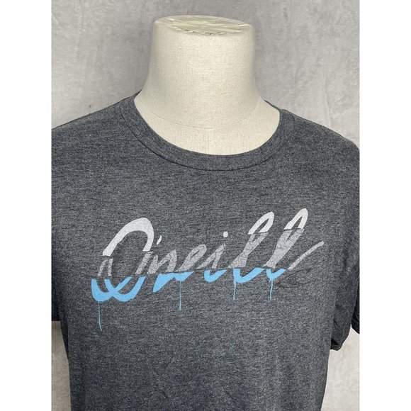 O'Neill T Shirt Adult Large Heather Gray Short Sleeve Gray Blue Logo - Picture 2 of 5